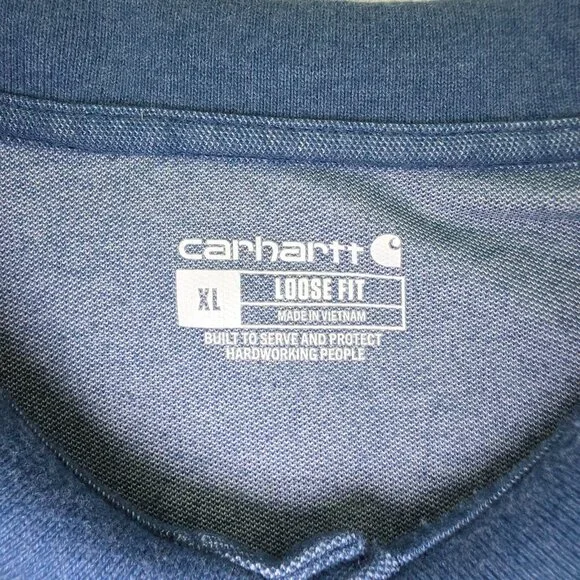 Carhartt Polo Shirt Mens XL Blue Loose Fit Pocket Casual Preppy K570 Workwear - Picture 4 of 8